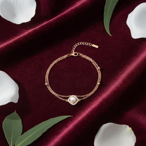 Square Pearl Double Layer Bracelet - Rose Gold